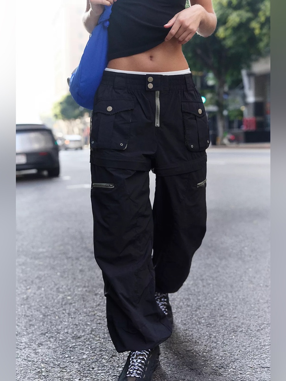 FP MOVEMENT MORNING MEADOW CONVERTIBLE HIKE PANTS - BLACK/STONE SIZE XL